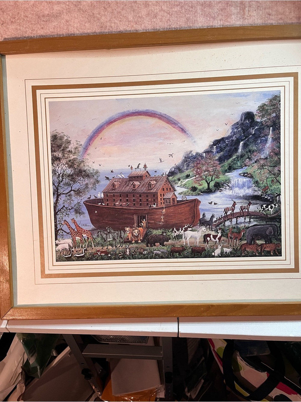No Brand Brown and Pastel Noah's Ark Art Print